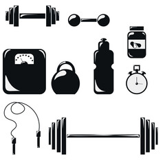 sports inventory vector illustration fitness. Vector illustration