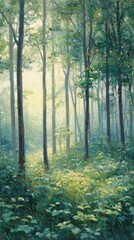 Obraz premium Explore the Tranquil Beauty of a Sunlit Forest Landscape