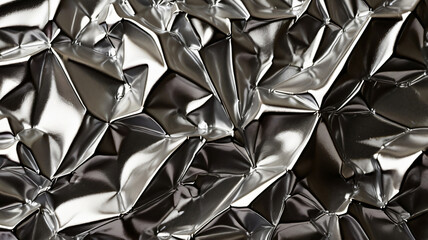 close up crumpled aluminum foil texture background, abstract pattern of tinfoil, copy space