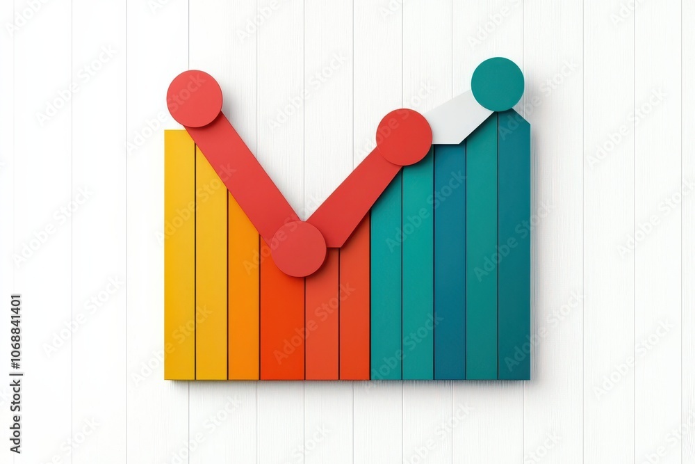 Poster a colorful bar graph with rounded markers illustrates fluctuating trends and data analysis in a mode