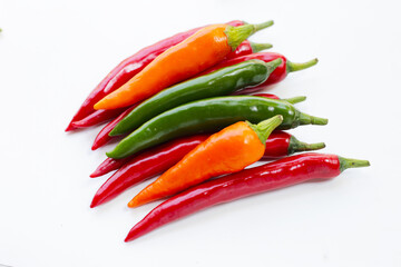 Chili peppers on a white background.