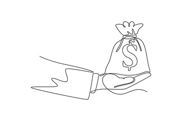 Budget concept. Single line draw design vector graphic illustration.