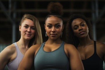 Obraz premium Portrait of a confident body positive diverse group of women in gym