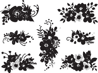 Set Flowers. Hand drawn vector illustration