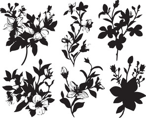 Set Flowers. Hand drawn vector illustration