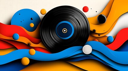 Obraz premium Create vibrant music art with colorful vinyl design