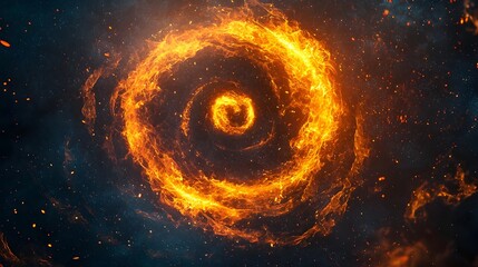 Fiery Spiral Twisting into the Sky with Glowing Flames and Sparks