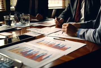 Corporate Executives Analyzing Financial Charts in Meeting
