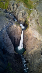 Breathtaking Litlanesfoss Basalt Columns with Cascading Waterfall in Iceland