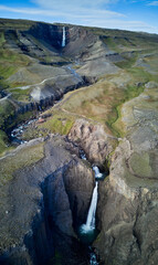 Breathtaking Litlanesfoss Basalt Columns with Cascading Waterfall in Iceland