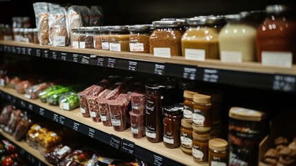 A Detailed View of a Gourmet Grocery Store Shelf