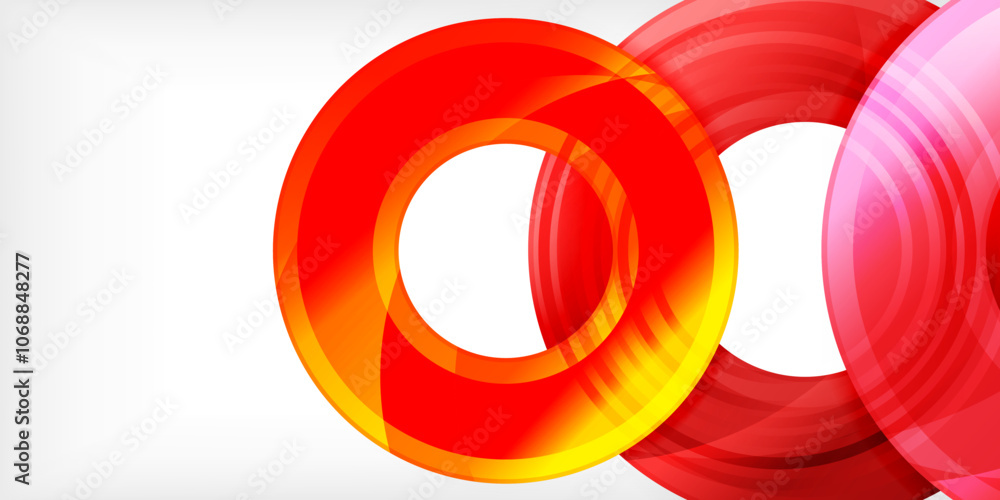 Poster bright colorful circles with light effects. abstract background