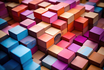 Obraz premium Colorful Wooden Blocks Background Texture