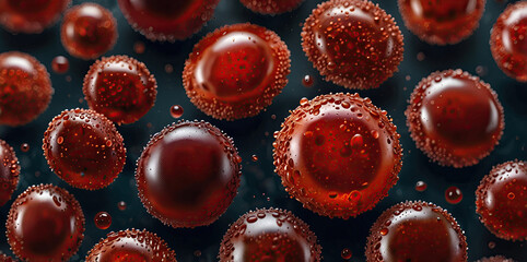 Close up view of blood cells with molecular structures, showcasing intricate details