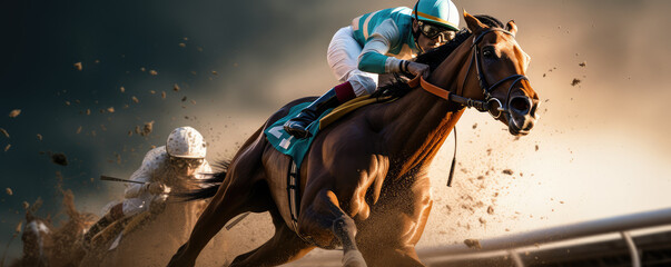 Fototapeta premium Thrilling Moments in Horse Racing Glory