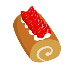 Illustration of strawberry cake roll dessert