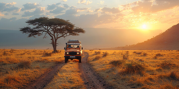 Fototapeta Professional filming of safaris in the wilderness, outdoor activities