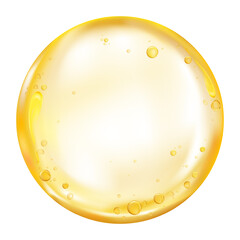 Oil texture isolated on white background,Golden Yellow Gel Drop with air bubble, Gold clear serum makeup primer,Collagen gel element for Cosmetic product, skin care,Lotion essence droplet
