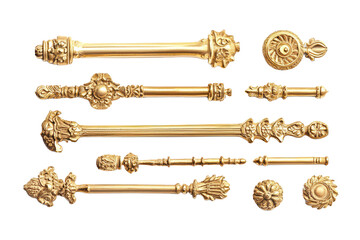 Gold Ornate Curtain Rod Finials   Luxury Home Decor  on transparent background