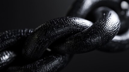 Fototapeta premium Close up of a black metal chain links, emphasizing the strength and interconnectedness.