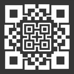 Detailed vector illustration of a digital sample QR code tag for smartphone and information scanning and a QR scanner icon for mobile apps.