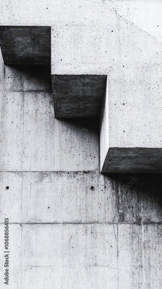 Poster abstract concrete architecture with geometric shapes and shadows.