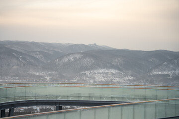 the observation deck on Nikolaevskaya Sopka in winter, Krasnoyarsk