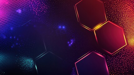 Abstract Hexagon Pattern with Neon Lights