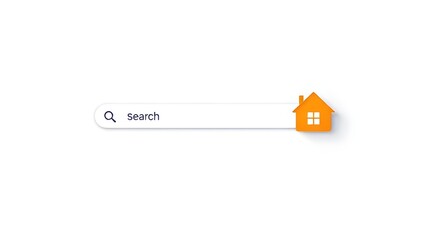 Search bar with an orange color house icon real estate and property housing market finder