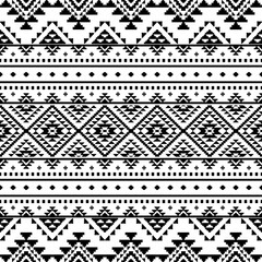 Southwest Aztec geometric Native American Mexican Navajo tribal ethnic seamless pattern fabric black and white design vector for textile printing