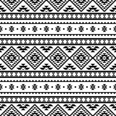 Southwest Aztec geometric Native American Mexican Navajo tribal ethnic seamless pattern fabric black and white design vector for textile printing