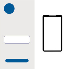 Blue and gray commercial template background with a smartphone and copy space