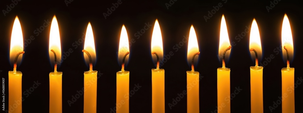 Poster candles illuminating the darkness, creating a serene and contemplative atmosphere, with soft flicker