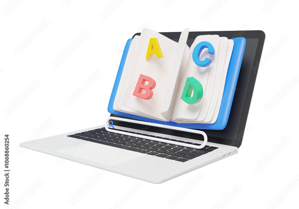Poster study english language a b c d of kid with reading writing training learning online education concep