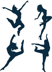 Happy modern dancing silhouettes vector icon design