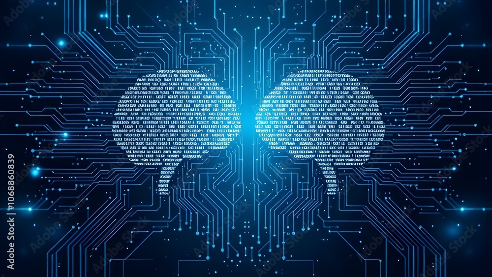 Aufkleber two blue brains in a circuit background digital brain depict artificial intelligence in modern futur