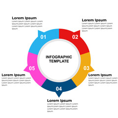 Circle infographic template with steps or options, process chart, vector illustration