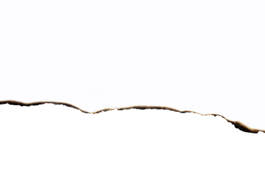 White paper burned edges isolated on white background with clipping path.