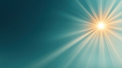 Abstract background with radiant sunburst effect on gradient teal backdrop creating light rays and a glowing star-like appearance in the upper right corner.
