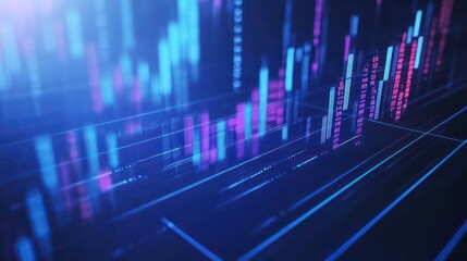 Abstract visualization of data trends in a digital format with purple tones.