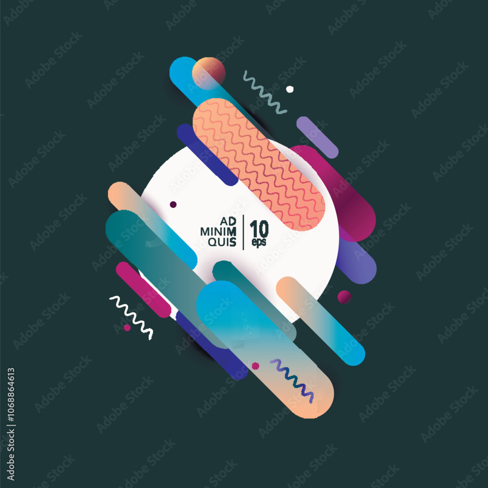 Poster Liquid color with geometry background design
