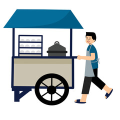 Illustration of street food vendor cart