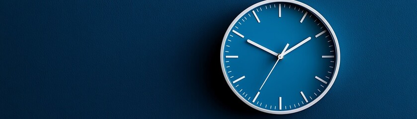 Minimalist Clock on Dark Blue Background