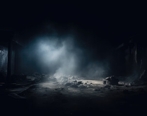 Fototapeta premium Mysterious Light in Dark Abandoned Warehouse