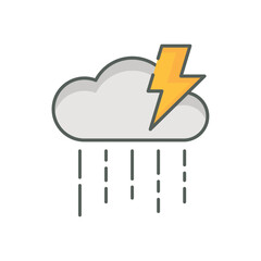light Thunderstorm with rain weather icon linear style isolated white.