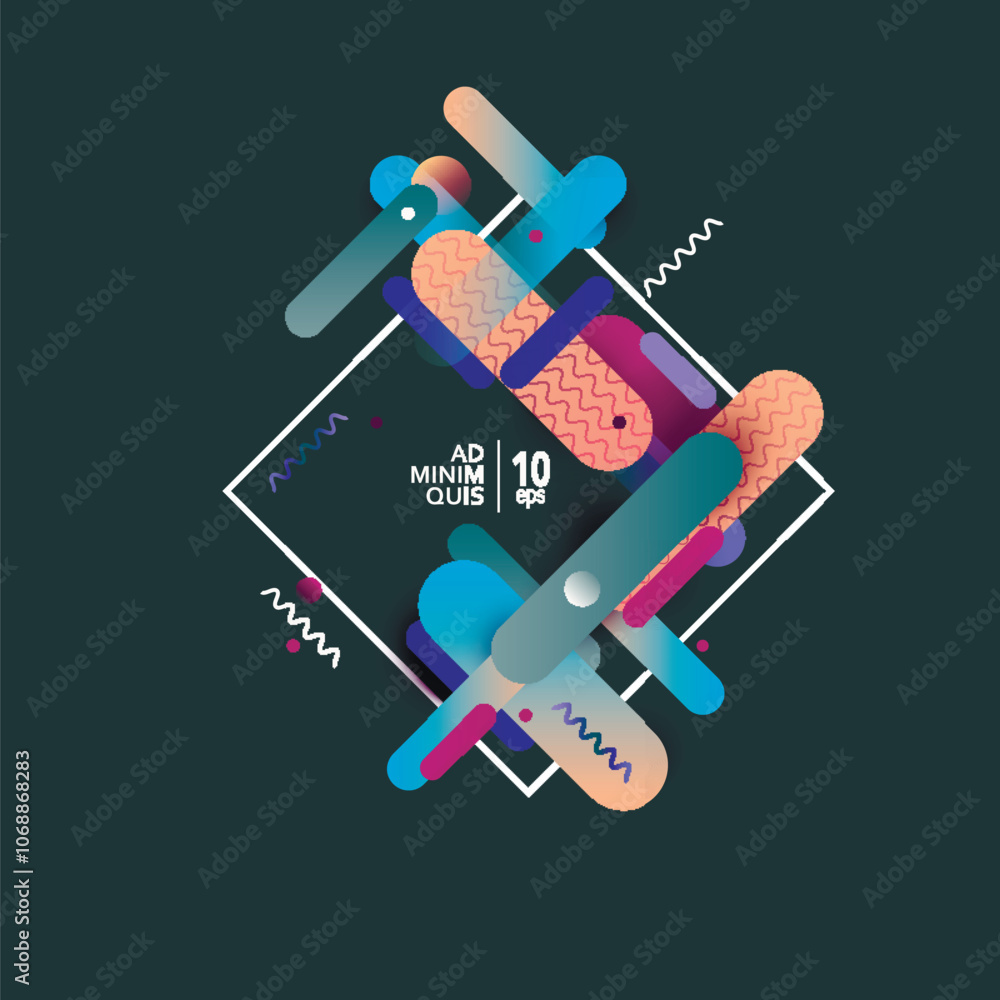 Poster Liquid color with geometry background design