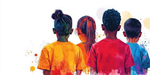 Children Embrace Diversity Through Colorful Expressions Together