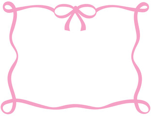 Cute pink bow or ribbon frame for Valentine's Day, wedding card, decoration, background, backdrop, wallpaper, template, polaroid frame, breast cancer, campaign banner, social media, post card, print © PPCREATIVES