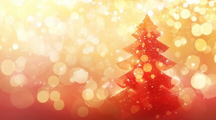 Festive Christmas Tree with Colorful Bokeh Background