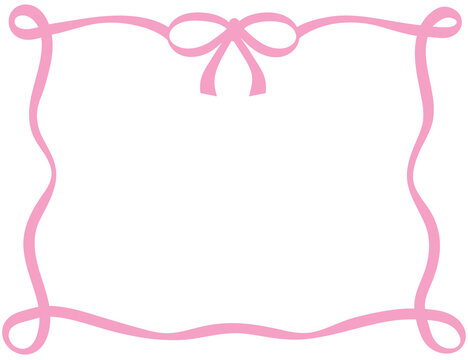 Cute pink bow or ribbon frame for Valentine's Day, wedding card, decoration, background, backdrop, wallpaper, template, polaroid frame, breast cancer, campaign banner, social media, post card, print